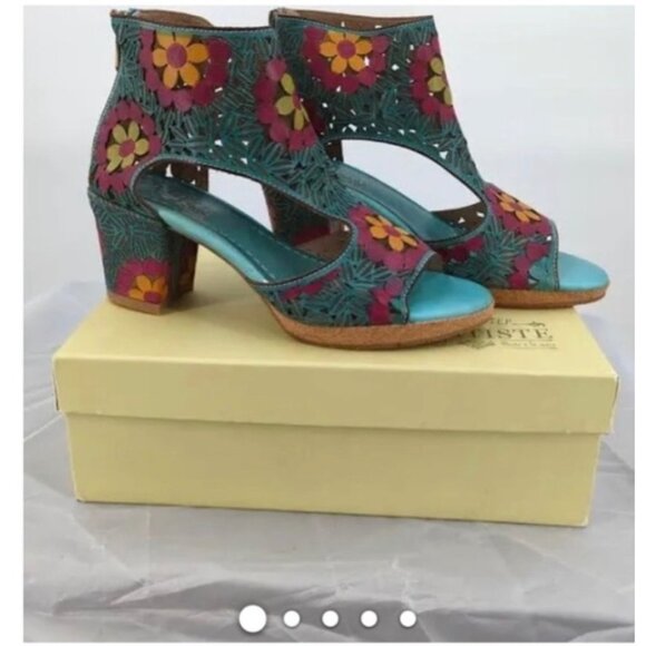 $160 Spring Step L’Artiste 41 9.5 10 Sandals Cutout Bootie Kenzee Shoes Blue - Picture 1 of 10
